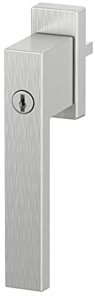 ToniTec Fenstergriff Silber gebürstet Olive LEON eckig mit 35 mm Stift inkl. Schrauben M5x40 mm für Fenstergriffe