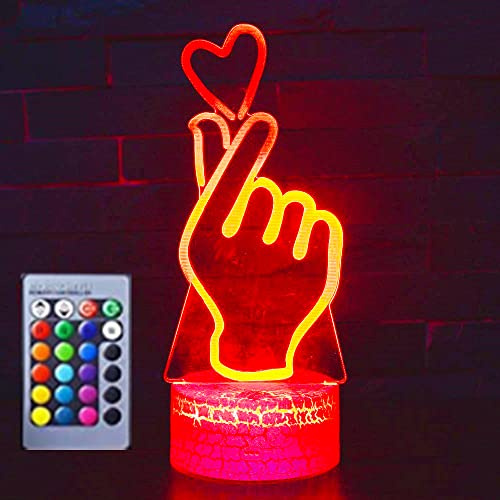 Jinson well 3D Finger Liebe Herz Lampe optische Illusion Nachtlicht 16 Farbwechsel Touch Switch Tisch Schreibtisch Dekoration Lampen perfekte mit Acryl Flat ABS Base USB Spielzeug