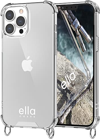 ella cases Handyhülle mit Ösen für iPhone 13 Pro Hülle transparent mit Ringen für Handykette in Silber einzeln ohne Kette modular mit Kordel, Schnur oder Gurt zum Umhängen