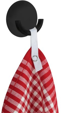WENKO Küchen- und Wandhaken Rondo, selbstklebender Haken aus rostfreiem Edelstahl zum Befestigen ohne Bohren, (B/H x T): Ø 5,5 x 2,5 cm, Schwarz matt