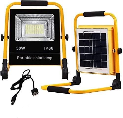 AAOTE Proyector Led 50W Luz de Trabajo LED | Luces de inundación solares Proyector al Aire Libre Recargable IP65 para el Sitio de construcción, Luces de Seguridad de reparación de automóviles