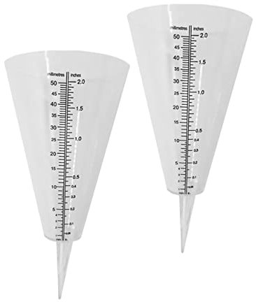 Yardenfun 2pcs Rain Measuring Cup Plastic Rainfall Gauge Sturdy Spike Base for Garden Outdoor Lawn Meteorological Statistics