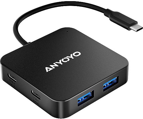 ANYOYO Hub USB 6 ports 3.0 (version non HDMI), 3 ports USB-A, 2 USB-C, 1 USB-C DC 5V, adaptateur multiport compatible avec ordinateur portable/PC, imprimante, lecteur flash