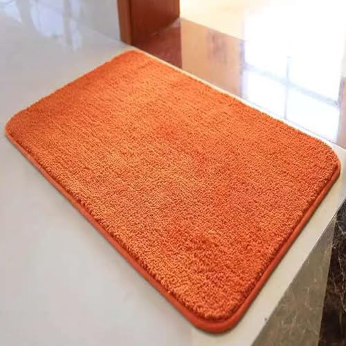 Reyox Badezimmerteppich rutschfest, Wasserabsorbierenden Badematte, Weich Flauschig Badteppich, Fußmatte für Wohnzimmer Schlafzimmer Badezimmer Orange 50 x 80 cm