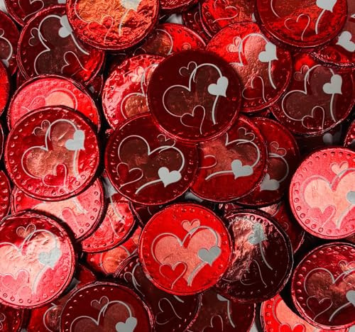 550 OYOY Liebes Schokotaler - 4,25kg I 50x 85g Taler Schokolade I kleine Gastgeschenke Hochzeit I Valentinstag Süssigkeiten - Großpackung - zum Kaffee oder Tee - Betthupferl