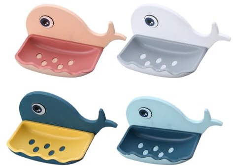 Amosfun 4 Stück Wal-Seifenhalter Seifen Halter ablagekörbe Badezimmer Seifenhalter Wandmontierte Seifenschale für zu Hause Karikatur Seifenkiste Wandbehang Plastik pp