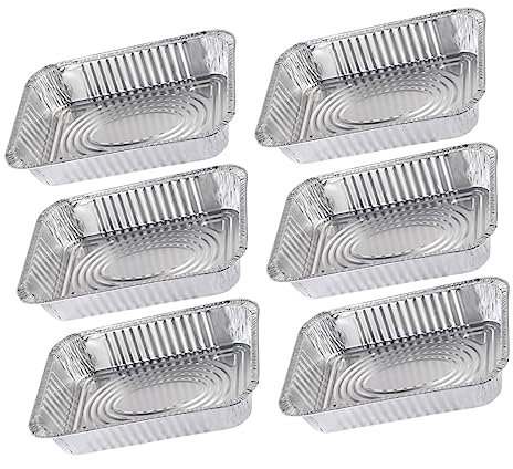 Alipis 6 Pièces rôtissoires lèchefrite pour Barbecue emporter égouttoirs à Griller pour Four Plateau Barbecue Poêle à Barbecue Nourriture Casserole en Aluminium Plaque d'étain récipient