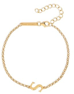 SINGULARU - Pulsera Single Letter. Plata de Ley con Acabado en Baño Oro de 18Kt. Joyas Para Mujer. Letra S