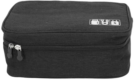 Jenngaoo Electronics Accessories Organiser Bag, Large Capacity Portable Travel Tech Gadget Storage Case for Mobile Phone, HDD, Laptop Power Cord, Charger, Cables – Black