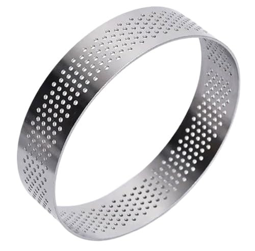 QAUUCP Moule à Tarte en Acier Inoxydable, Moule à gâteau, Moule à Biscuits, Coupe-Cercle de pâtisserie, Anneau à Tarte perforé, Outil de Cuisson de Cuisine Anneau De Tarte(7CM)