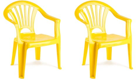 Acan Tradineur - Lot de 2 chaises pour enfants modèle Tipi - Fabriquées en Espagne, légères et faciles à transporter, idéales pour jouer, lire et dessiner - 50 x 35 x 28 cm - Couleur jaune