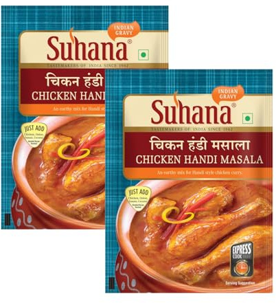 Suhana Spices Mix Powder (Ready To Eat) - Curry Masala Recipe Mixes Casserole Seasoning Herbs - Simplifies & Speeds Up Cooking Process (Pack of 2, Chicken Handi Mix 50g (RTE))