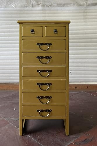 Kunibert Apothekerschrank Aktenschrank Büroschrank Apotheke Schrank Sideboard Kommode Kommodenschrank Sideboardschrank mit 8 Schubladen Breite46xHöhe95cm Farbe Gold