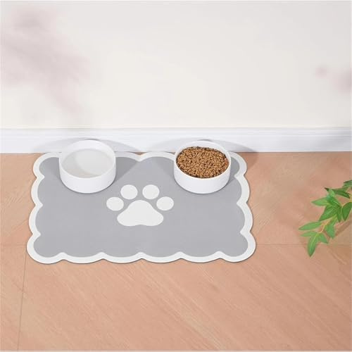Hearda Futtermatte Hund rutschfest, Gewellte Kante Napfunterlage Hund Saugfähig Katzen Futternapf Unterlage Schnelltrocknend Unterlage Katzennapf Futternapf Matte (40x50cm,Grau)