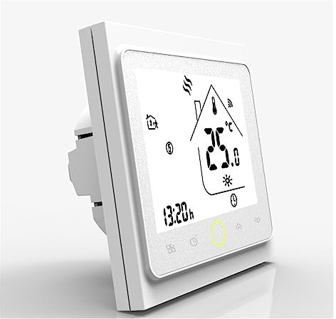 Termostato Smart, Regolatore di temperatura del termostato intelligente ， Caldaia a gas for acqua calda for riscaldamento a pavimento elettrico,per la casa(White,BHT-002-GALZ(Zigbee))