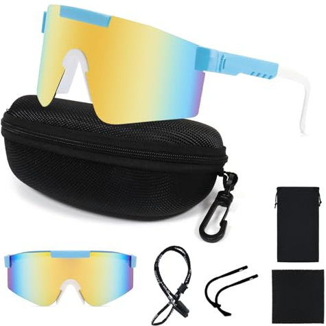 Homelyxe Occhiali da Ciclismo Uomo Donna Occhiali Veloci UV400 Occhiali Bici Regolabili Occhiali Running Antivento Occhiali da Sole Sportivi Polarizzati per MTB Sci Pesca Baseball Verde