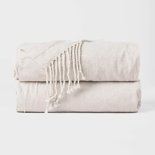 TRAMAS+ Manta Plaid deChenilla Sofá y Cama - Confort y Elegancia en tu Hogar (120x190cm) -Blanco Natural