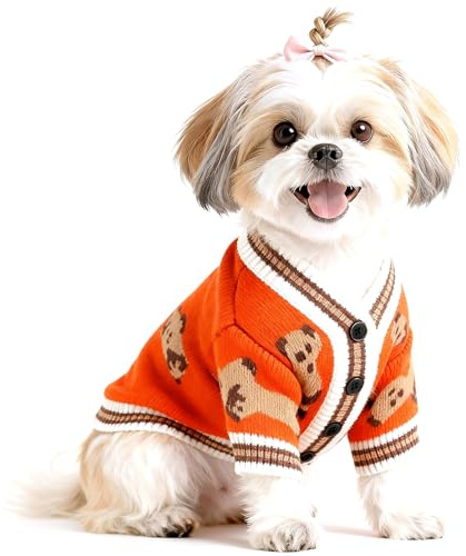 Hundepullover Valentinstag Hundepullover Kleine Hunde Strick Hundekleidung Bär Pullover Hund Hundepulli Strickjacke Katzenpullover Hundes Kleidung Welpenpullover Mantel für Kleine (Rot,XXS)