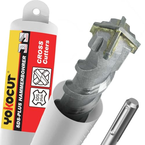 SDS Plus Bohrer 10x460 mm, Hammerbohrer 4X Schneiden, Steinbohrer Stahlbeton Mauerwerk Ziegel Kalksandstein, Betonbohrer, Ideal zum Bohren in Stein, Beton, Naturstein, Ziegelmauer