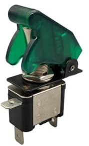 Interruttore a levetta a LED illuminato for auto, barca, camion, rosso, blu, verde, giallo, bianco, con protezione di sicurezza for aeromobili(A set of Green)