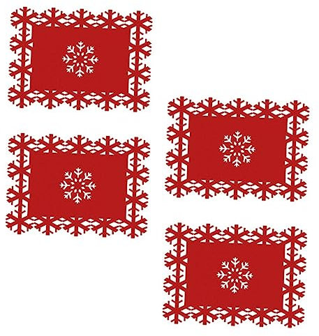 VALICLUD 4pezzi Tovagliette di Natale in Feltro Motivo Fiocco di Antiscivolo e Termoisolante per Bicchieri Tazze e Bottiglie Decorazioni per Tavola da Pranzo in Casa