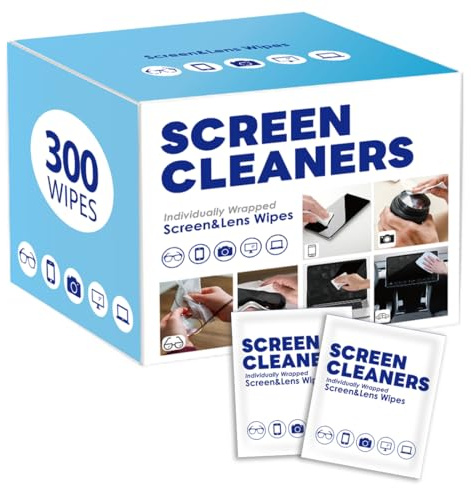 Lot de 300 lingettes nettoyantes pour écrans électroniques, lingettes jetables, nettoyeurs audio et vidéo, lingettes pour lunettes de soleil, lingettes d'écran de téléphone portable, téléphone