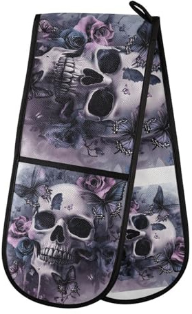 Quteprint Maniques doubles de cuisine matelassées, résistantes à la chaleur, 17,8 x 88,9 cm de long, pour pâtisserie, barbecue, barbecue et micro-ondes – Lavable en machine avec boucle de suspension