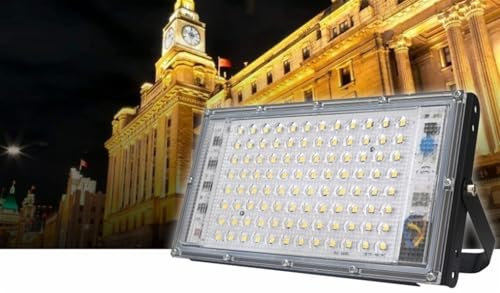 XIAOCLI Luz de inundación LED de 100W AC 220V 230V 240V Foco de Luces de inundación al Aire Libre IP65 Impermeable DIRIGIÓ Lámpara de Calles iluminación paisajista(Warm White)