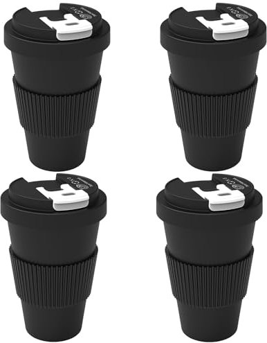 Greentainer Kaffeebecher to go,4-Coffee-to-go-Becher mit Auslaufsicherem Deckel,Travel Mug aus RPET perfekt für Büro,Auto& Uni,Camping,Wiederverwendbare Reisebecher,Mikrowellen-und spülmaschinenfest