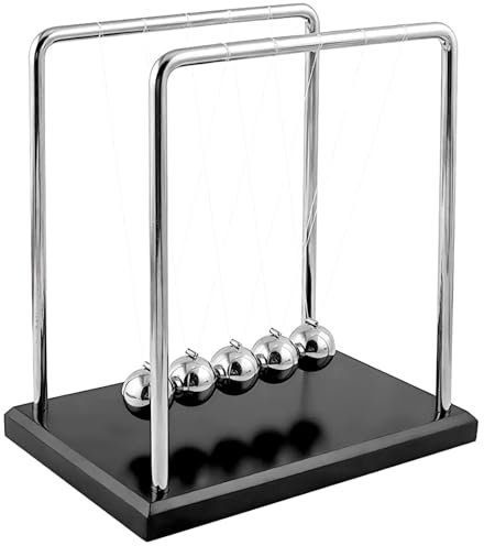 Kinetic Balance Balls Newtons Cradle Desk Toy, Fun Science Physics Gadget for Stress Relief Unique Office Accessories and Cool Stuff for Bedrooms, Ideal Home or Work Decor