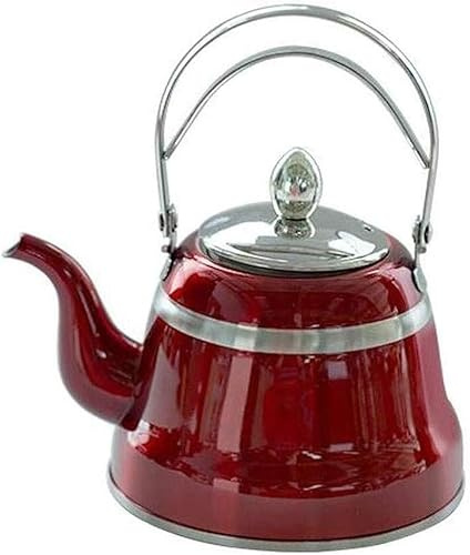 Wmmner Bouilloire Électrique Épaisse En Acier Inoxydable Whisbouilloire Électrique À Gaz Tling (Avec Fuite de Thé) Bouilloire À Café Et À Thé Universelle de Table (Or)/Rouge/.Taille Unique