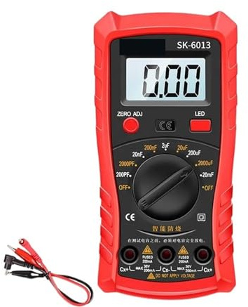 1pc SK-6013 Capacimètre Professionnel Capacimètre 20000uf Testeur de Condensateur 1999 Compteurs Multimètre Électricien(Sk-6013 red)
