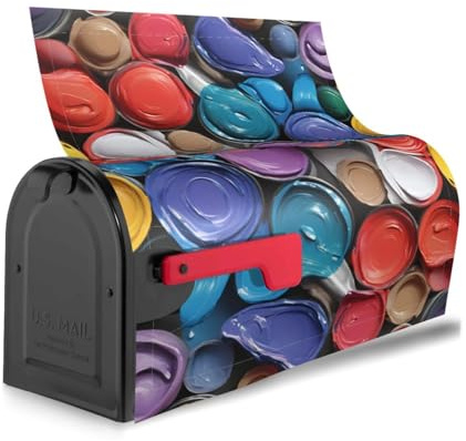 Colorful Paint Print Decorative Waterproof Mailbox Cover Magnetic Mailbox Wraps Cute Festive Home Decor