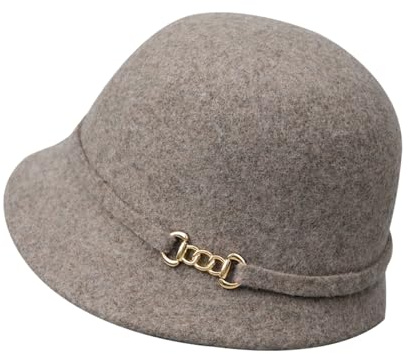 Damen Wollmütze Retro-Fischerhut Elegante Fedorahüte Mit Krempe Fedora Filzmütze Für Winter Herbst Warme Eimerhüte Glockehut Schirmmütze Damenhut Accessoires Zum Wandern Reisen Hochzeit Outdoor