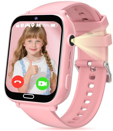 MOONKIDS 4G Kinder Smartwatch Kinder mit GPS und Telefon, Smart Watch Kinderuhr mit Voice Chat, SOS, IP67, Wasserdicht, Spielr, Geschenke für Jungen und Mädchen