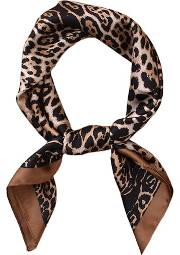 GKJU Leopard Cheetah Hair Bandanas Scarf for Women Lightweight Silky Satin Square Neck Head Scarves for Wrapping Sleeping Handbags Scarf 27.5 in (XB70561 camel)