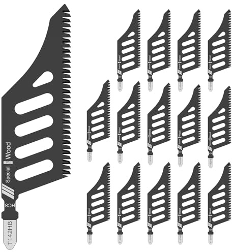 15 Stück Stichsägeblatt Set mit Dreifach Schleifen Zähne, 112mm T-Schaft Laubsägeblätter SK5 Hartstahl Sägeblätter Stichsäge für Sperrholz, Faserplatte, Kork