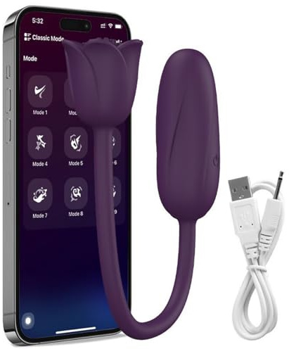 JFRong 2 in 1 Dildo Vibro-Ei APP Tragbar Vibrator mit 9 Vibrationsmodi für Sie Leise Analvibrator G-Punkt Klitoris stimulator Silikon Analplug Butt Plug Erotik Sexspielzeug für Frauen Paare Solo(lila)