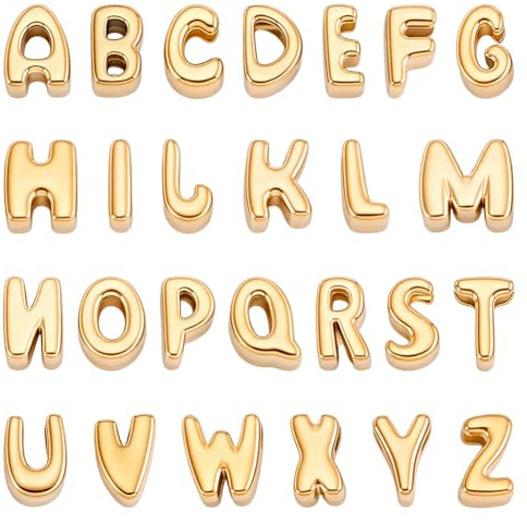 AHANDMAKER Große Buchstabenperlen Edelstahl Abstandshalter Mit AZ Alphabet Für Schmuckherstellung Armbänder Halsketten Und DIY Bastelarbeiten