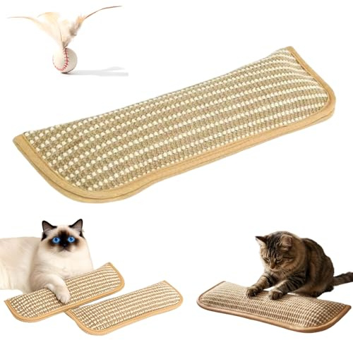Grattoir avec Herbe à Chat, Oreiller en Sisal Naturel, Griffoir pour Chat RéSistant Aux Morsures avec Sachet d'herbe à Chats IntéGré pour Jouer, MâCher Et Soulager L'AnxiéTé (Grand,1PC)