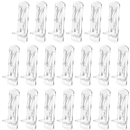20pcs Clear Self-Locking Shelf Pins for 5mm Holes & 20mm Shelves - Plastic Cabinet Support Pegs, Kitchen Furniture & Bookshelf Brackets