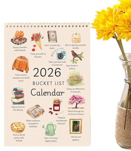 Kalender, 12 månaders vertikal väggkalender, spiral påminnelseplanerare, dekorativ akvarellpapper årskalendrar med inspirerande målplanerare och motiverande funktioner