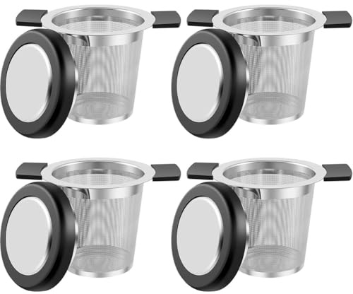 Bosiyrggrl Juego de 4 Infusores de Té de Acero Inoxidable de Gran Capacidad, con Filtro de para Té de Hojas Sueltas, Apto para Teteras, Tazas y Vasos.