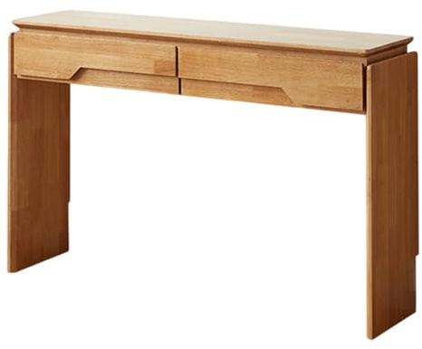 SXYCKRUI Solid Wood Entryway Table, Narrow Console Tables with 2 Drawers for Hallway, Entrance, Foyer and Living Room, Reserve Baseboard(Natural)