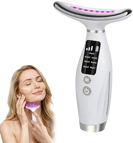 Masajeador Facial Eléctrico, Masajeador Facial Antiarrugas, Dispositivo De Belleza, Aparato Radiofrecuencia De 3 Modos Con Led 7 Colores Para Reducir La Hinchazón Y Reafirmar Y Levantar La Mandíbula