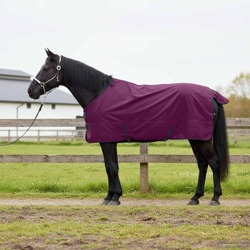 Kaloriko hästfilt mörkgrön och svart 125 cm polyester vattentät andas vindtät fodrad med justerbart spänne och svansklucka för stall, vide, paddock