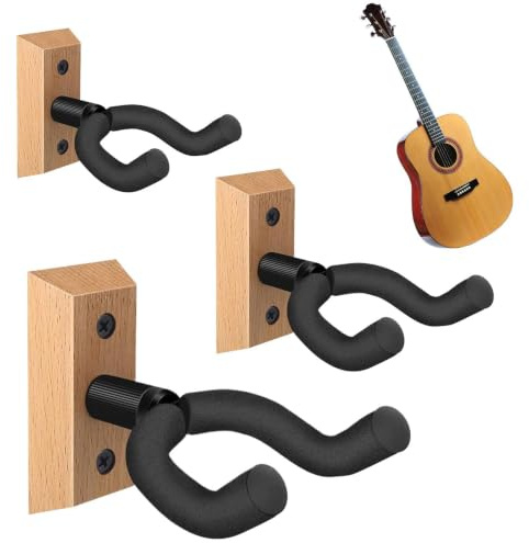 Generico Gitarrväggfäste 3 x robusta träkrokar