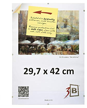 3-B Set di 3 pezzi cornici a Giorno CLIP 29,7x42 cm (A3) - Portafoto senza cornice con vetro stirene