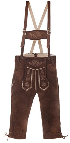 Kinder Trachtenlederhose Kniebund inkl. Hosenträger braun oder schwarz (164, dunkelbraun)