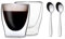 Duos 2 x 80 ml Juego de + 2 x Cucharas de acero inoxidable - Vasos Vasos térmicos de doble pared, también para Espresso, Licores, grappa, Chupito - by Feelino